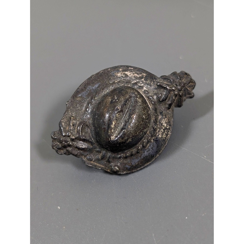 Vintage Pewter Ladies Hat Pin Brooch C Clasp Small Victorian Style